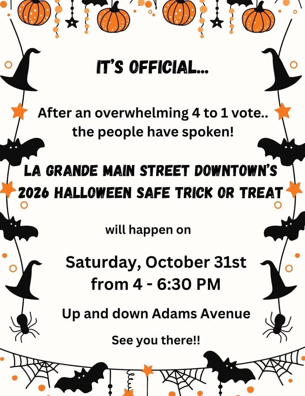 La Grande Halloween Safe Trick-or-Treat — Oct. 31