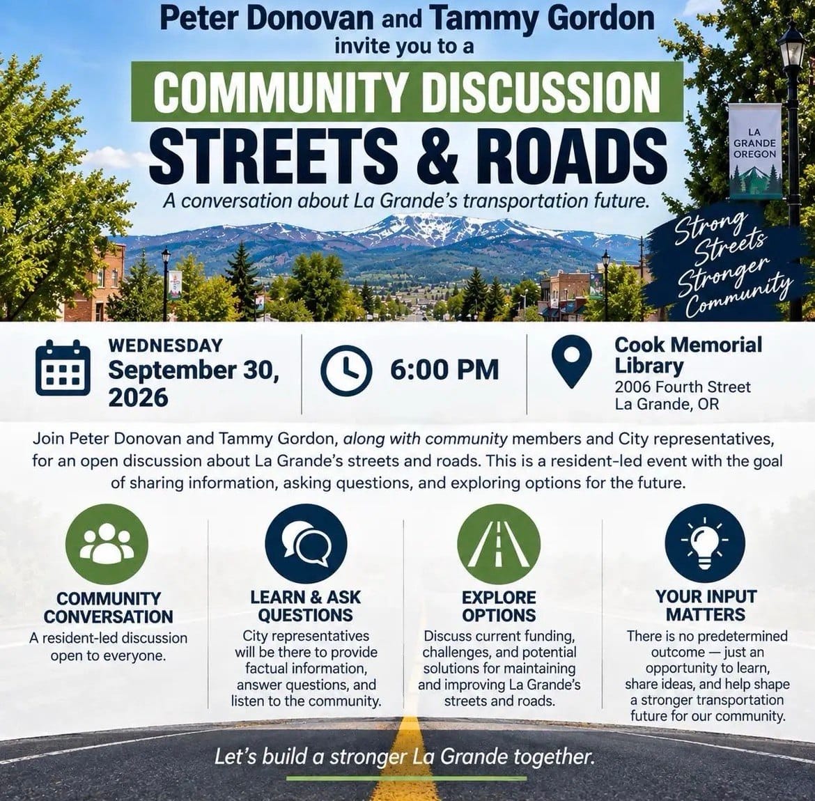 Community discussion on La Grande streets and roads set for Sept. 30