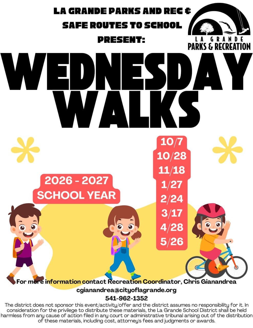 Wednesday Walks — 2026-27 school year