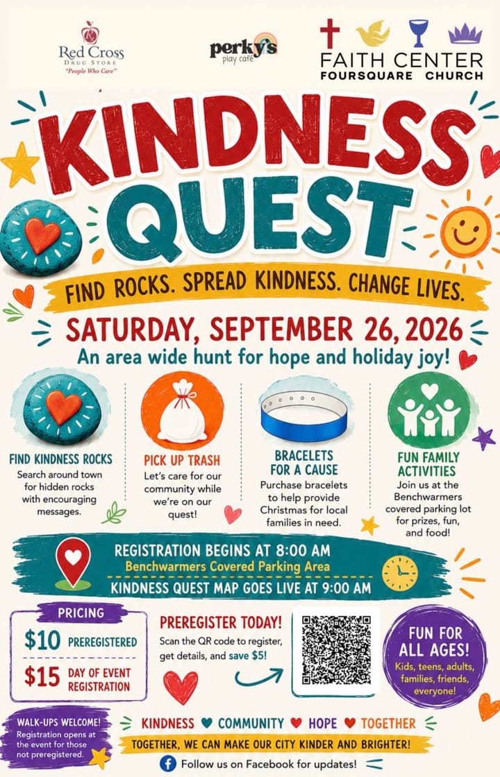 Kindness Quest flyer promoting the Sept. 26 community scavenger hunt in La Grande.